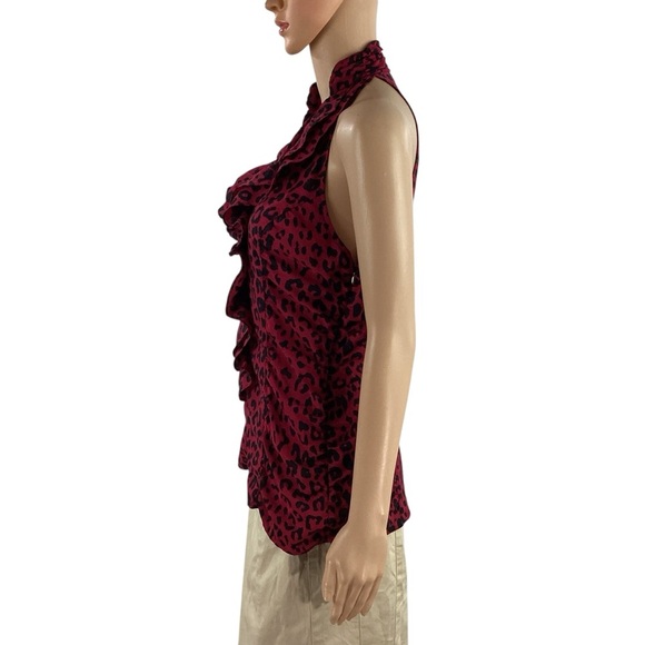 Express Leopard Print Sleeveless Halter Top Red Black Size M - Picture 4 of 7
